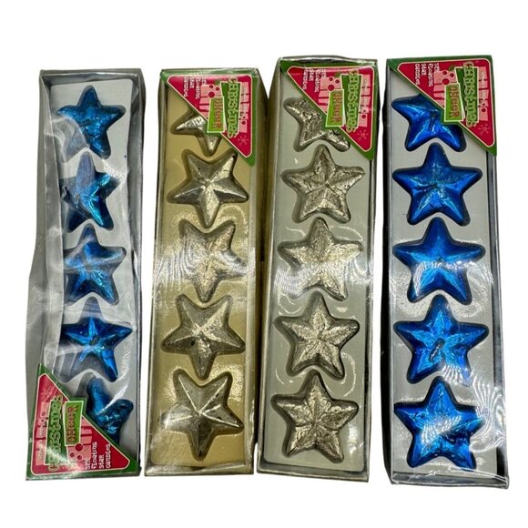 Christmas cheer set of 4 5pk floating star candles gold blue holiday decor READ - Picture 1 of 7